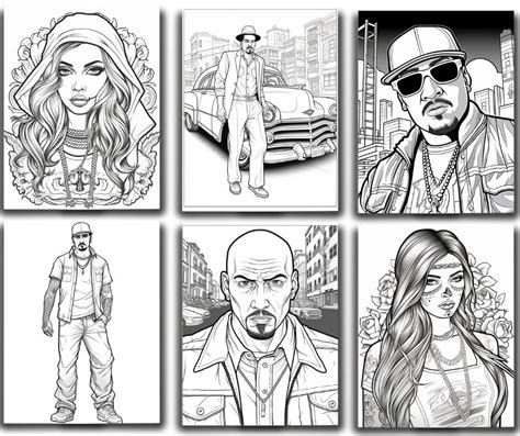 Chicano Coloring Pages For Adults Grayscale Art Mexican Gangster