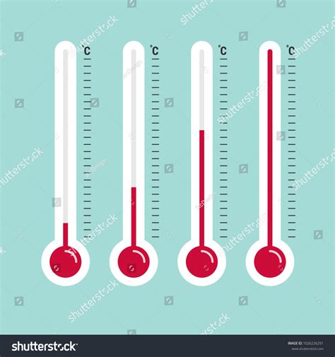 Illustration Red Thermometers Different Levels Flat Stock Vector Royalty Free 1026226291