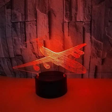 Creative Airplane 3D Night Light and Lamp 7 Colors Chaning LED Night ...