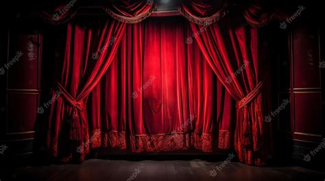 Premium AI Image | Red curtains in a dark room