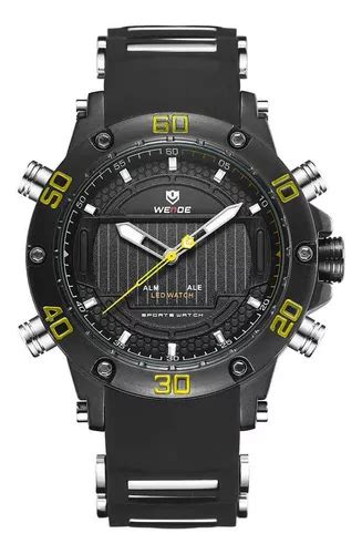 Reloj Weide Anadigi Wh 6910 Para Hombre Negro Y Amarillo MercadoLibre