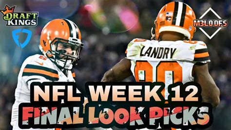 Nfl Week 12 Draftkings Fanduel Dfs Picks Youtube