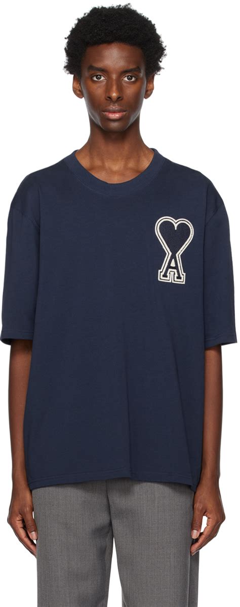 AMI Alexandre Mattiussi SSENSE Exclusive Navy T Shirt SSENSE