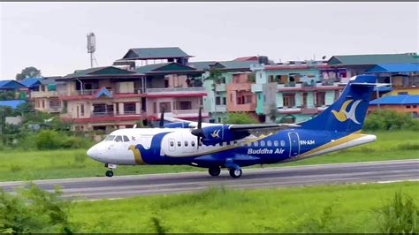 Buddha Air ATR 42 Takeoff From Bharatpur Airport Chitwan Nepal YouTube