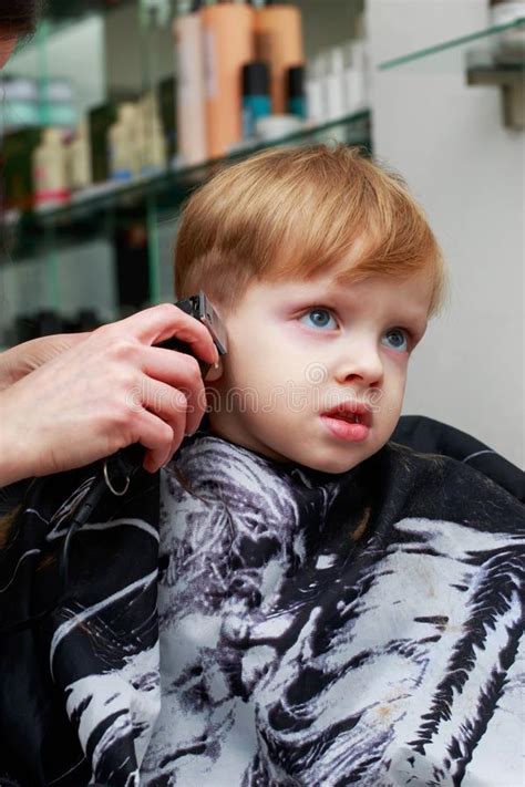 The Little Boy In The Barber Shop Stock Image Image Of Barbershop