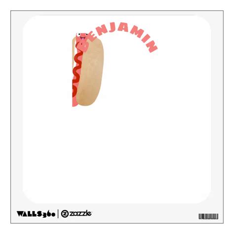 Cute funny hot dog Weiner cartoon Wall Decal | Zazzle