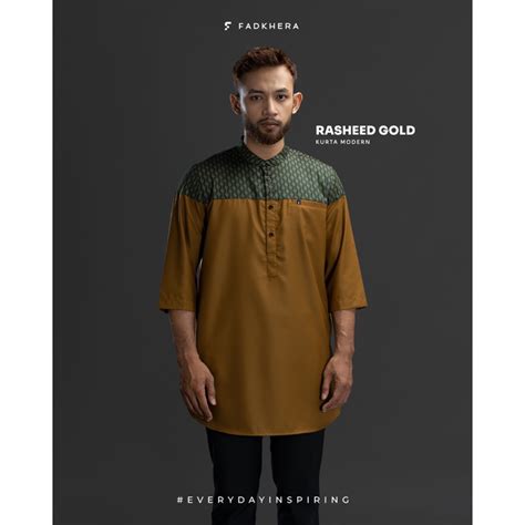 Jual Koko Modern Fadkhera Rasheed Gold Baju Koko Pria Baju Muslim