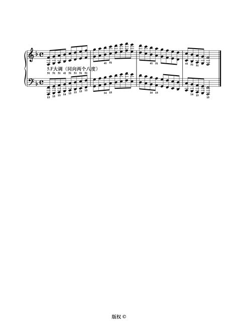 F大调（同向两个八度）钢琴简谱 数字双手 虫虫钢琴