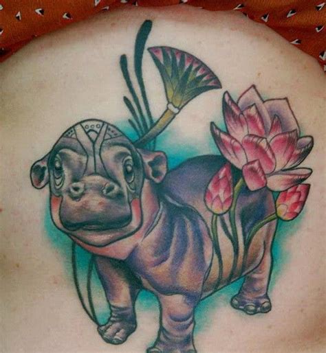 Cute Hippo Traditional Colored Tattoo Hippo Tattoo Cute Hippo Tattoos