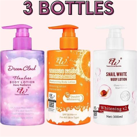 3pcs Dw Lotion W Gluta Acid Papaya Extract 300ml And Dw Milk Whitening