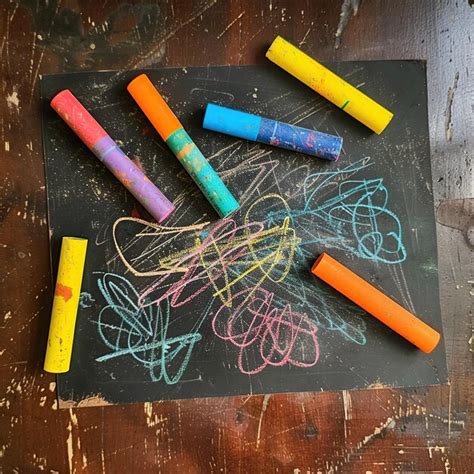 Premium Photo | A drawing of crayons with a drawing of flowers on it