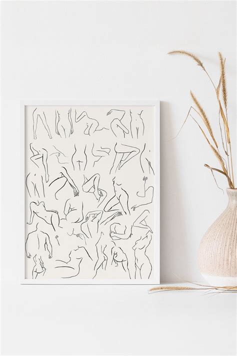 Woman Line Art Print Abstract Printable Wall Art Nude Line Etsy Ireland