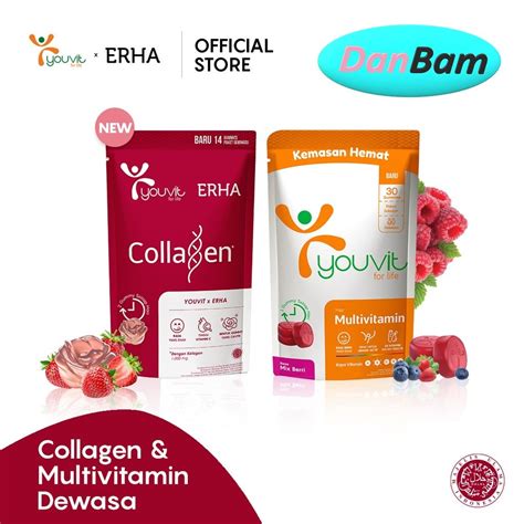 Jual 1 Pouch Youvit X Erha Collagen Dan 1 Pouch Multivitamin Dewasa