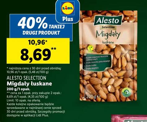 Promocja ALESTO SELECTION Migdały łuskane 200g w Lidl