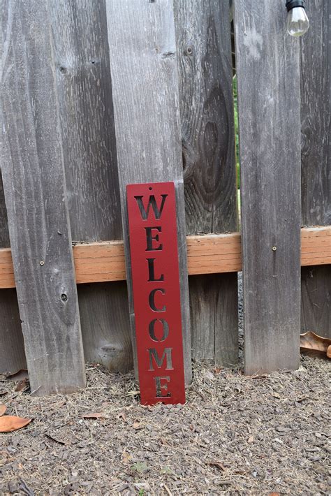 Vertical Metal Welcome Sign