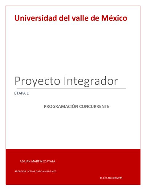 A6 AMA Universidad del valle de México Proyecto Integrador ETAPA 1