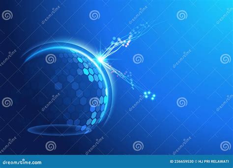 Bubble Shield Futuristic Vector Illustration On A Blue Background Stock