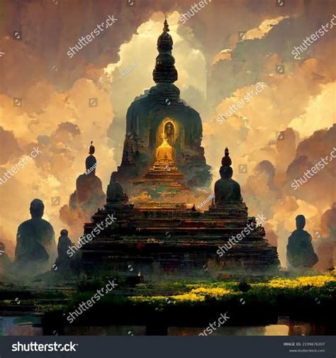 Buddhism Inspired Concept Art Buddhist Religious Stock Illustration ...