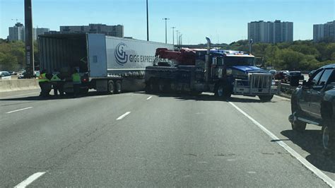 Tractor Trailer Crash Closes Several Lanes On Hwy 401 During Morning