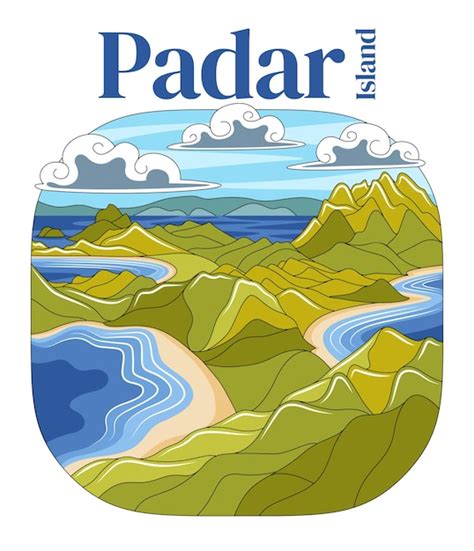 Padar Insel Vektor Illustration Premium Vektor