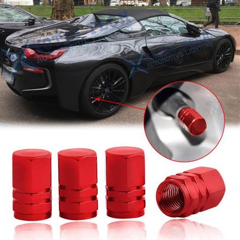 Red Metal Car Tire Wheel Valve Stems Caps Dust Cover New Universal Fit