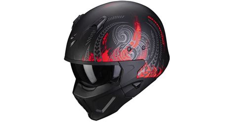 SCORPION Prilba COVERT X Tattoo Matt Black Red BONMOTO