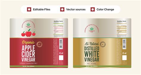 Apple Cider Vinegar Label Design Distilled White Vinegar Label