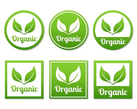 Premium Vector Label Badge Set Organic Leaves Bio Ecology Logo Tags