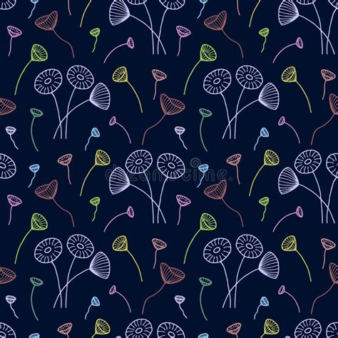 Fantasy Flowers Seamless Pattern Vector Stock Illustration Eps 10