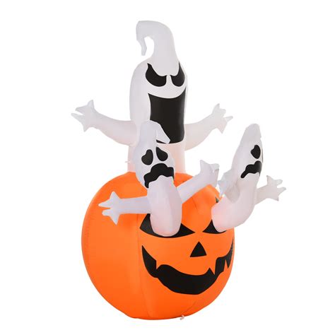 Homcom 6 Halloween Outdoor Inflatables Jack O Lantern Pumpkin Ghosts With Led Waterproof