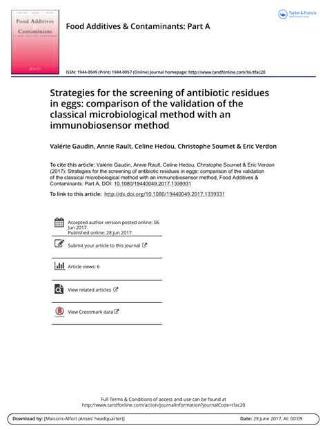 PDF Strategies For The Screening Of Antibiotic Residues In Eggs