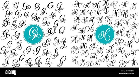 D Finir La Lettre G Et H Hand Drawn Vector S Panouir La Calligraphie