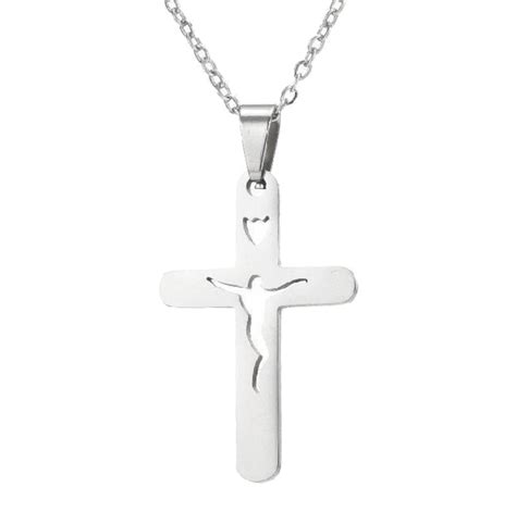 Fako Bijoux Ketting Met Kruisje Open Jesus Stainless Steel Rvs