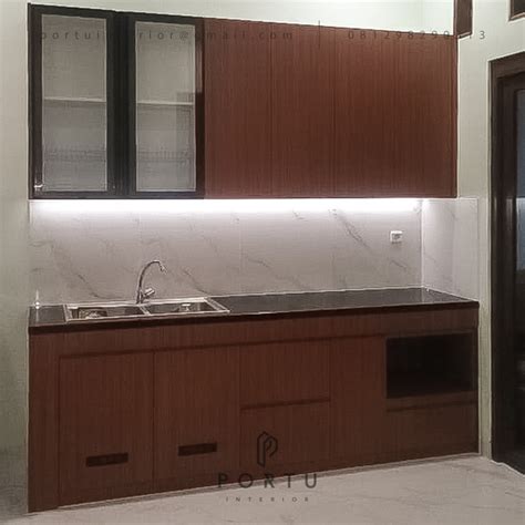 Jual Kitchen Set Minimalis Motif Kayu Komplek Metro Permata Karang