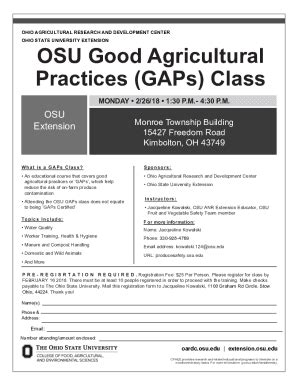 Fillable Online Producesafety Osu OSU Good Agricultural Practices Class