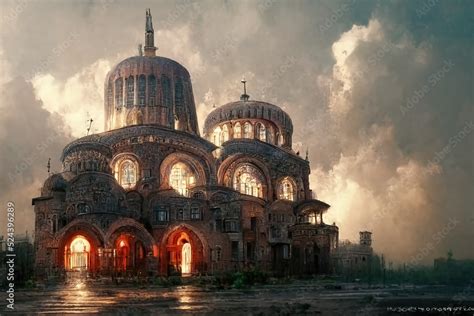 Byzantine architecture view, digital art , 3d illustration Stock ...