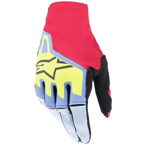 Rukavice Alpinestars Techstar Light Blue Red Yellow Fluo Black