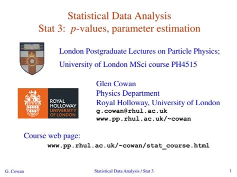 PPT - Statistical Data Analysis Stat 3: p -values, parameter estimation ...