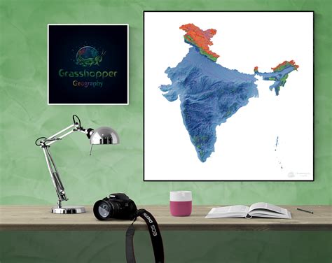 Elevation Map of India high Resolution Digital Print, Map Print, Wall ...