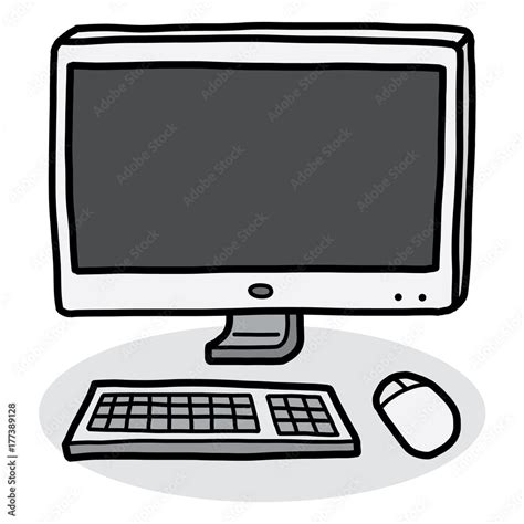 modern computer / cartoon vector and illustration, hand drawn style ...