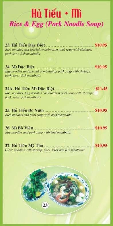 Phở Oregon Restaurant Menu In Portland Oregon Usa