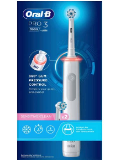 Электрическая зубная щетка Oral B Pro3 3000 White Sensitive Clean из