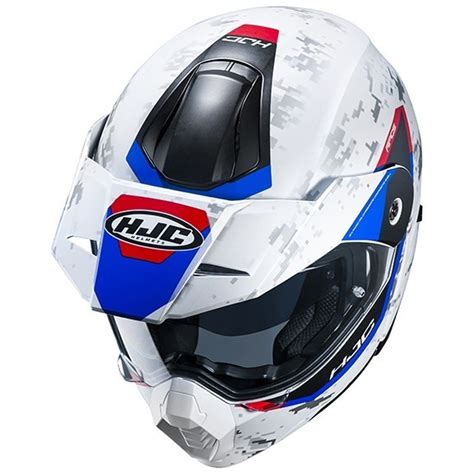 Casque Moto Modulable Touring Hjc C Bult Mc Sf Blanc Bleu Rouge Mat