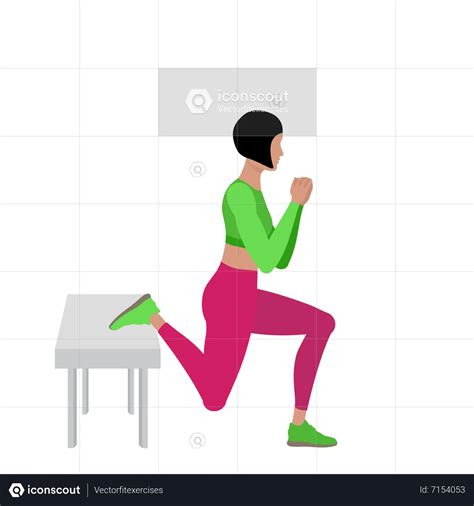 Woman Doing Bulgarian Split Squat Exercise Animated Illustration download in JSON, LOTTIE or MP4 ...