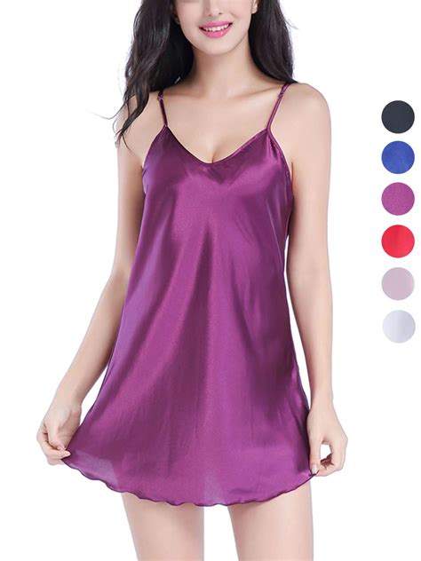 Gustave Sexy Silk Chemise Nightgowns For Women V Neck Satin Lingerie Pajamas Mini Nightdress