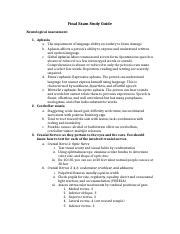 FinalExamStudyGuide Docx Final Exam Study Guide Neurological