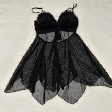 Native Intimates Intimates Sleepwear Native Intimates Womens Black Mesh Babydoll Lingerie