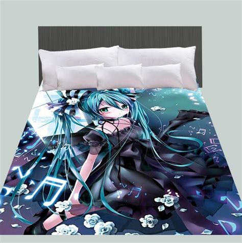 Oem Cute Hatsune Miku Vocaloid Cartoon Custom Bedskirt Bedsheet Sheets