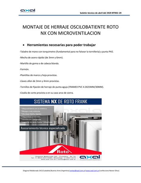 PDF MONTAJE DE HERRAJE OSCILOBATIENTE ROTO NX CON DOKUMEN TIPS