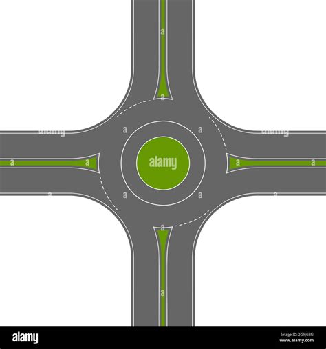 Empty Roundabout Top View Circular Traffic Intersection Round Road